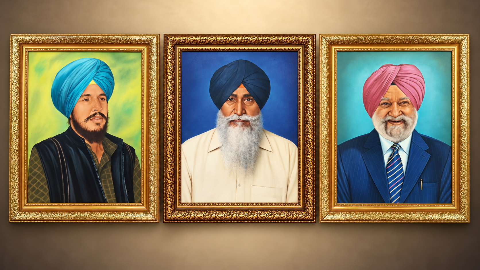 Portraits of Three Sikh Personalities Installed at Central Sikh Museum